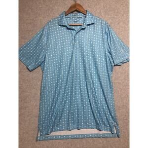 Johnnie O Polo Shirt Mens L Golf Ibiza Blue Martini Shaker Performance Preppy